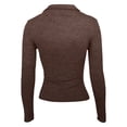 thumbnail image 3 of LiuXxxx Women's Long Sleeve Crew Neck Slim Fit Casual Basic Soft Tee Brown L, 3 of 8