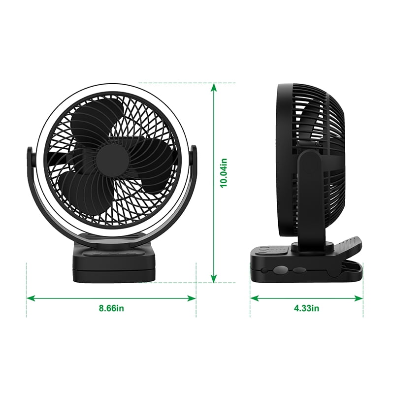 Mainstay 7 "Rechargeable USB Clip and Table Fan with LED Black