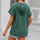thumbnail image 4 of Fiudx Ropa de Mujer Blusas con Capucha de Manga Corta Holgadas con Botones y Hombros a Manga con Cuello En V Liso para Mujer a La Moda, 4 of 7