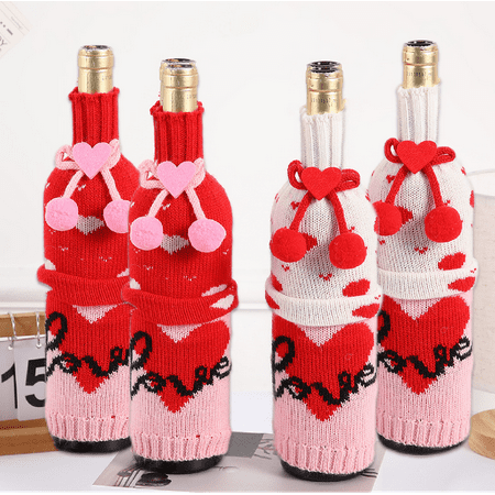 

4 Pcs Valentine s Day Christmas Red Wine Set gnome bottle covers christmas wine bottle cover bottle cover wedding decor bottle cloths Acrylic love bottle holder Ladies