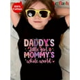 thumbnail image 1 of 100% Cotton 'Daddy's Little Girl, Mommy's Whole World' Letter Print Youngsters Girls' T-Shirt - Cute Casual Round Neck Short Sleeve Tee with Colorful Floral Print Design, Little Girl Clothes, 1 of 7