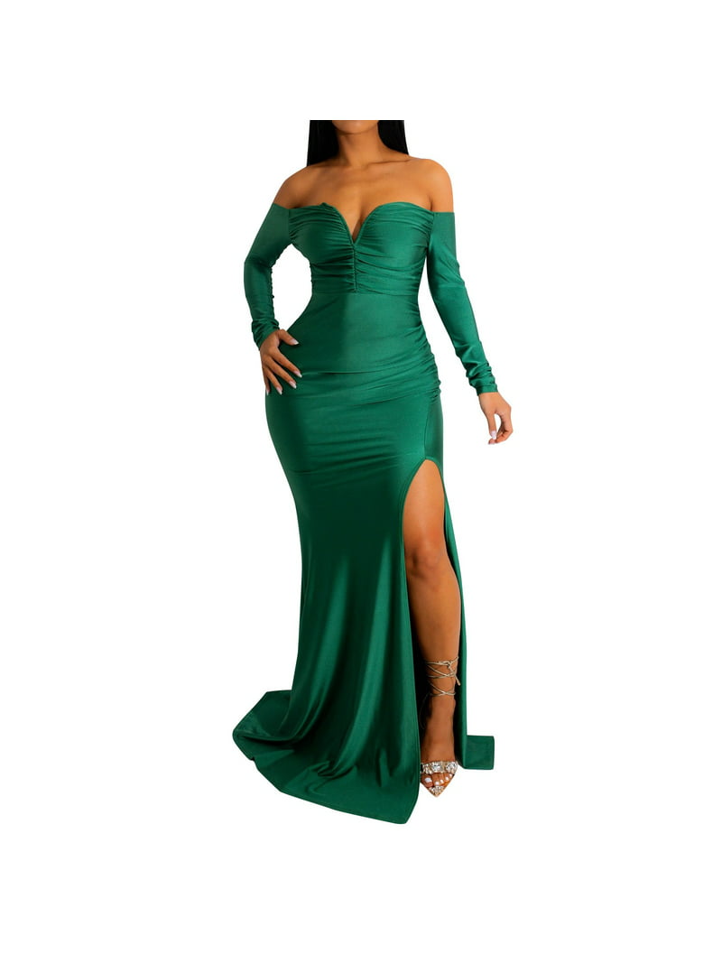 sagde mytologi Refinement zuwimk Long Sleeve Dress,Women's Plus Size Lace Bell Sleeves Pencil Dress  Party Bodycon Fishtail Dresses Green,L - Walmart.com