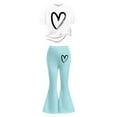 thumbnail image 5 of Girls 2 Piece Outfits Short Sleeve Heart T-Shirt Top and Flared Pants Sets Spring Clothes Outfits for Girls 7-8 Years, 5 of 5
