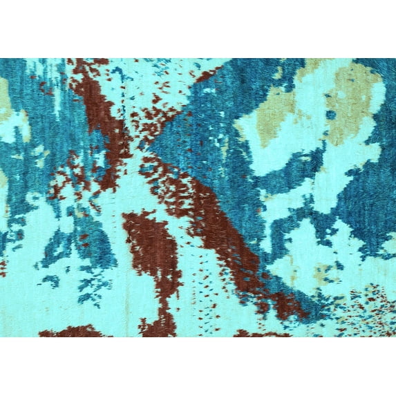 Ahgly Company Indoor Rectangle Abstract Light Blue Modern Area Rugs, 6' x 9'