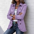 thumbnail image 4 of MaFYtyTPR Women's Ruffle Trim Jacket Double Breasted Collared Long Sleeve Open Front Lined Coat for Fall Winter Daily Wear Z-Purple XXXL, 4 of 7