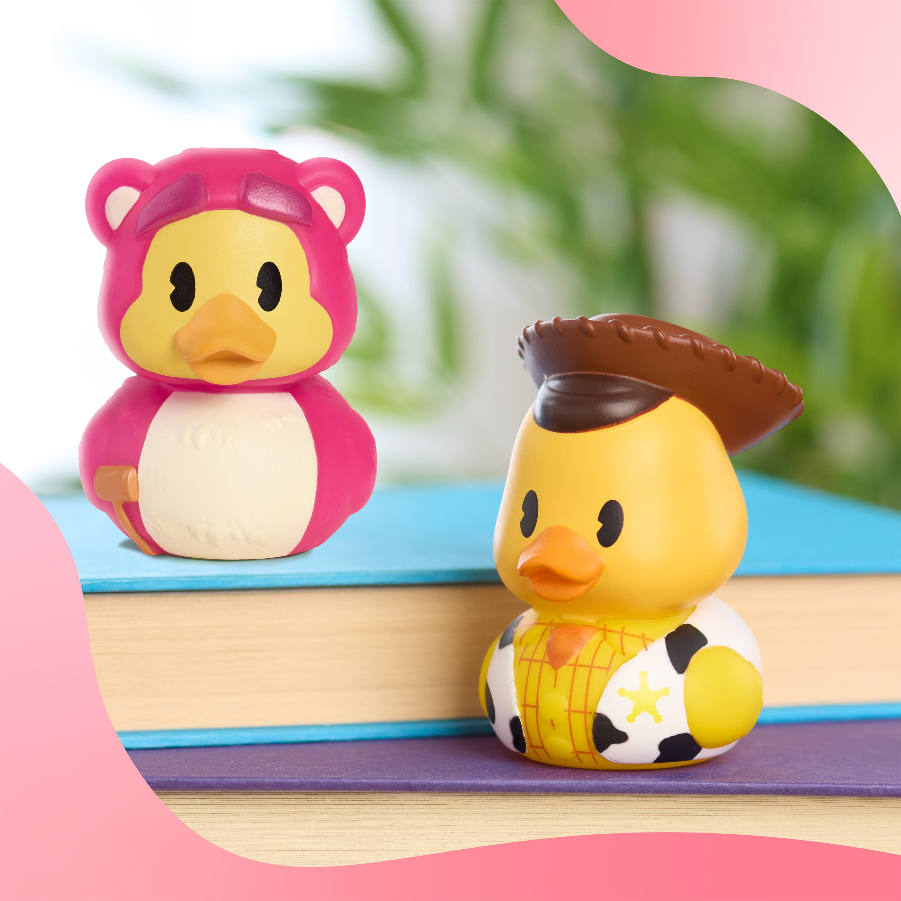 Duckalooz Character Duck Toy Figures 2-Pack, Lotso and Woody, Collectible Ducks for Play and Display, Novelty Gift Toy Set Kids Ages 2+