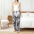 thumbnail image 6 of Lsque Monochrome Deer Floral Print Women's Pajama Pants, Lounge Pant - Comfortable Home Wear,Elastic Waistband, Stylish Design-Medium, 6 of 9