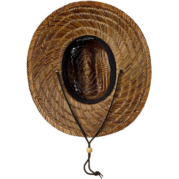 Yiailnter Men's Straw Sun Classic Beach Hat Raffia Wide Brim Brown One Size