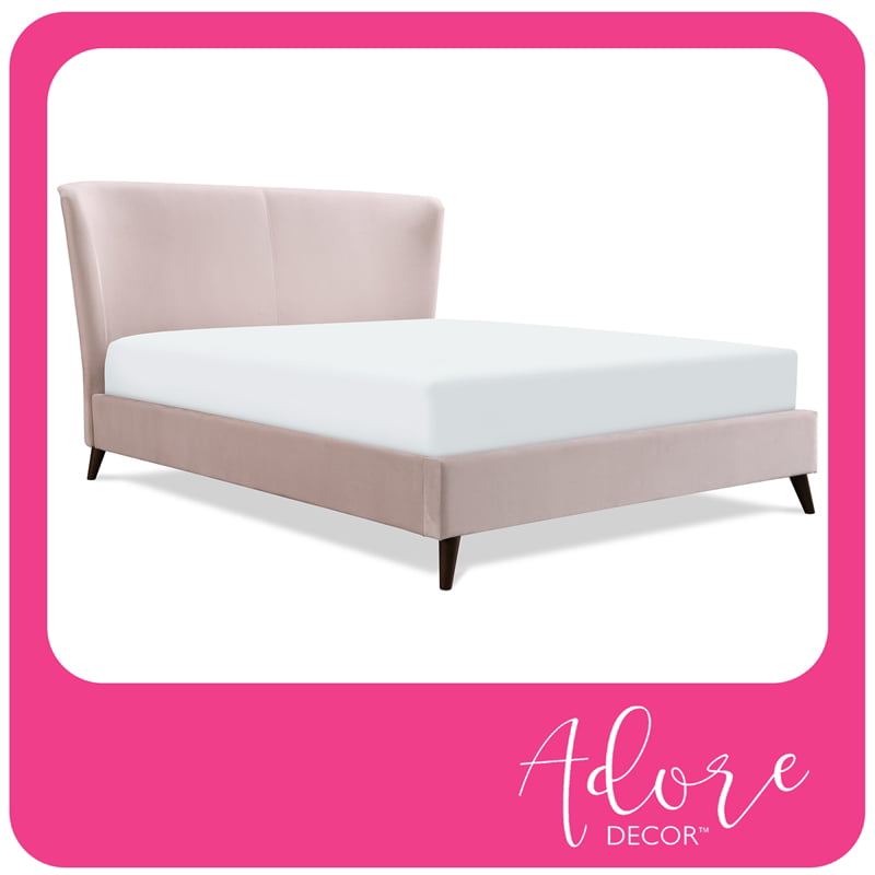 Adore Decor Adele Wingback Upholstered, Pink Platform Bed Queen