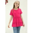 thumbnail image 2 of Sherrylily Girls Cute Short Sleeve Tunic Tops Casual Loose Ruffle T Shirts Kids Summer Blouses 4-15 Years, 2 of 6