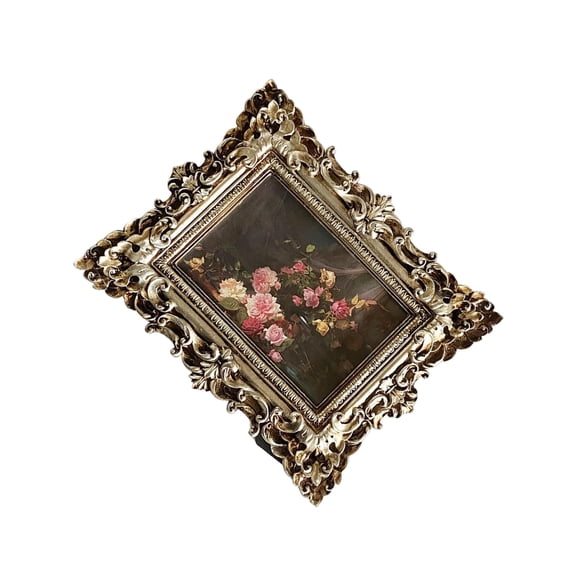 relayinert Retro Photo Frame Vintage Embossed Antique Style Elegant Home Decoration Gift Idea Photo Frames Picture Feathers Collage