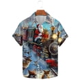 thumbnail image 2 of Camisas de Manga Larga para Hombres, Botón de Impresión Blusa de Cuello, Camisa de Poliéster de Moda Casual, 2 of 5