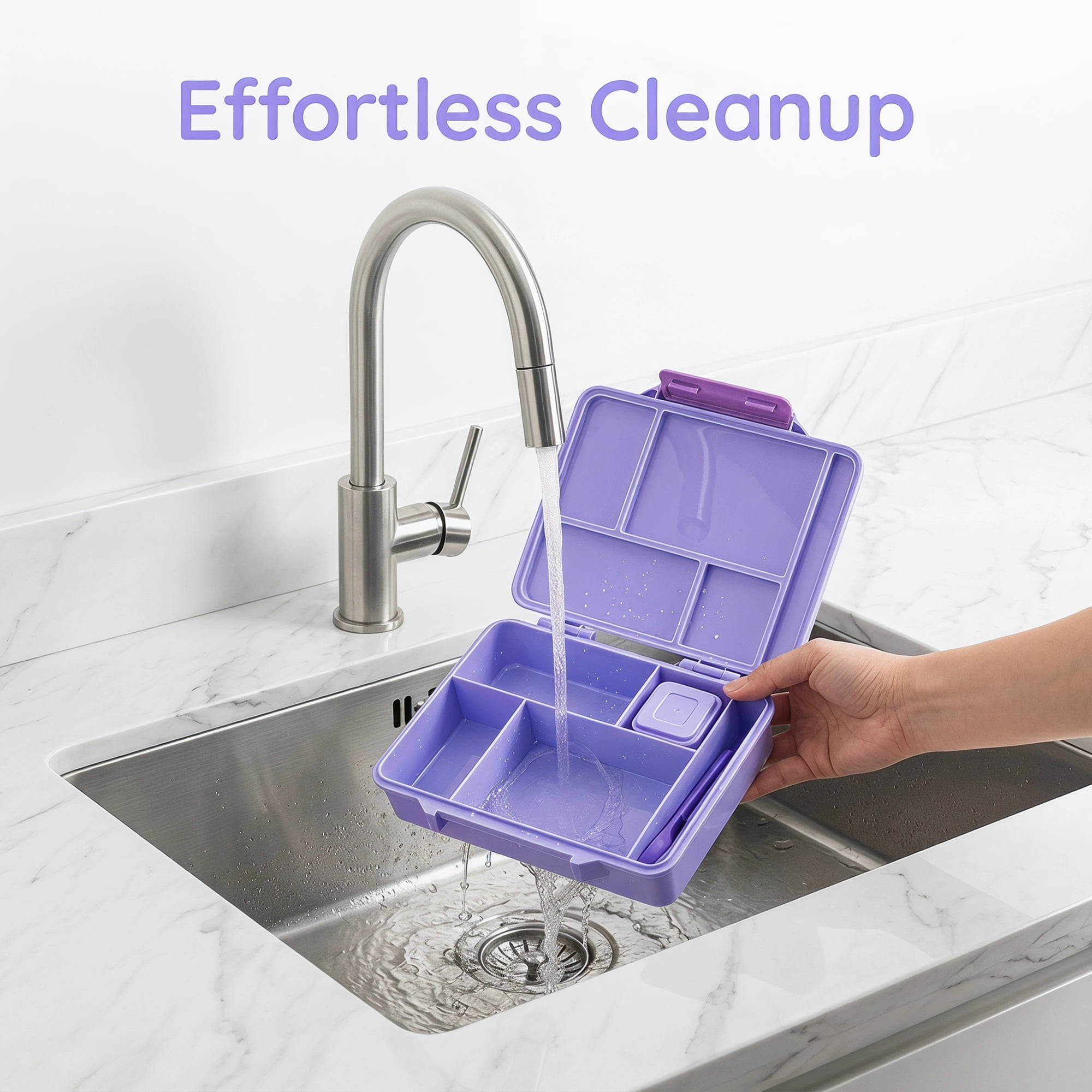 Unique Bargains 5-Compartment Leak-Proof Meal Lunch Bento Box Purple