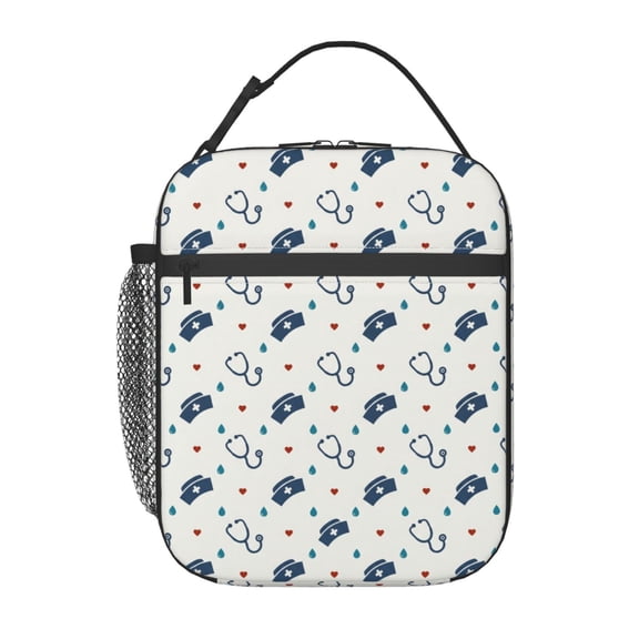 Nurse Theme Lunch Bag For Women Insulated Tote Bag Reusable Cooler Lunch Box For Work Picnic Travel
