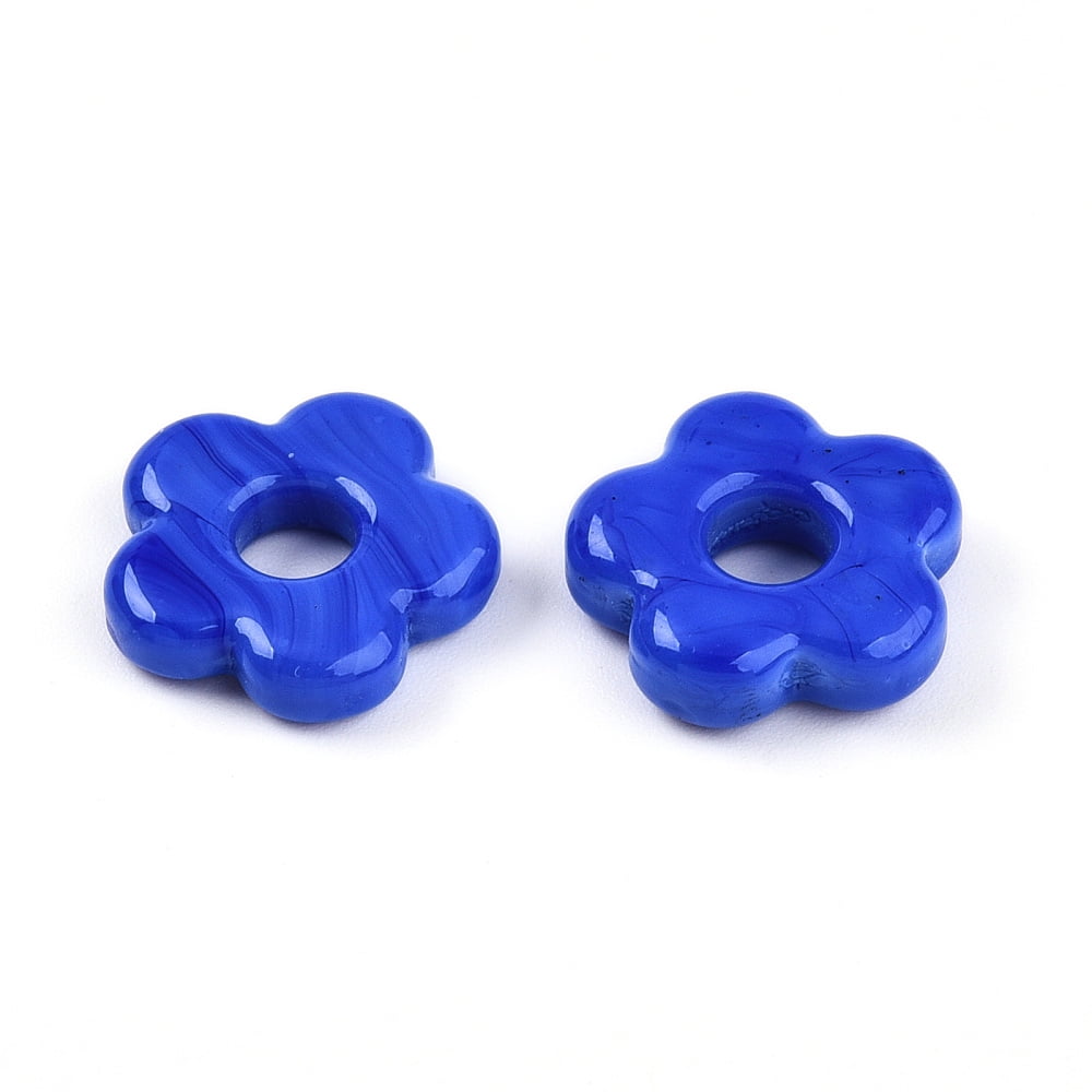 100pcs Handmade Lampwork Beads Flower Mixed color 15~16x16x3.5~4.5mm Hole: 4.5~5mm