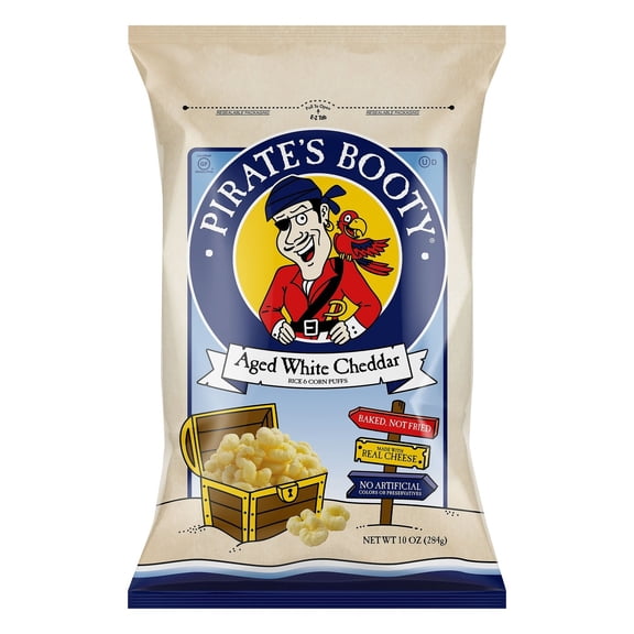 Pack Of 2 Pirate's Booty Aged White Cheddar Rice & Corn Puffs, 10 oz (Package May Vary)