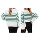 thumbnail image 2 of Suéteres de Punto A Rayas de Gran Tamaño para Mujer, Ropa de Otoño 2025, Suéter de Cuello Redondo de Invierno con Abertura Lateral Verde XL, 2 of 6