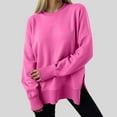 thumbnail image 2 of larppty Women Oversized Sweatshirts Thumbhole Long Sleeve Hoodies Shirts 2025 Fall Side Slit Pullover Top Teen Y2k Outfits Red, M, 2 of 7