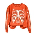 thumbnail image 3 of POIUYTR Women Halloween Fleece Sweatshirts, Spooky Holiday Pullover Tops, Trendy Cozy Print Sweatshirt, 3 of 5