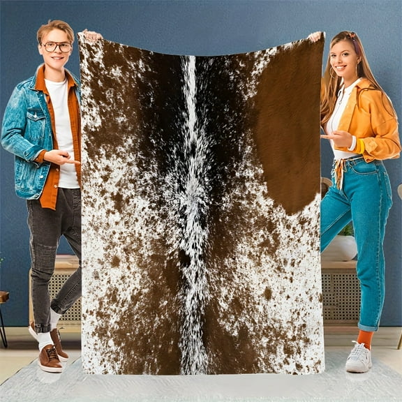1pc Comfortable Special Simulated Brown Leather Texture Patterned Plush Blanket, Stylish, Soft & Warm, All-Season Multi-Purpose Gift for Sofa, Bed