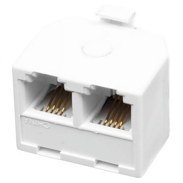2-Way 6P4C RJ11 Modular Phone Telephone Wall Adapter and Splitter for Landline