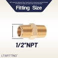thumbnail image 3 of LTWFITTING Brass Pipe Hex Nipple Fitting 1/2 x 1/2 inch Male NPT (pack of 5), 3 of 6