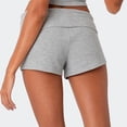thumbnail image 5 of Only Moment Women's Fold Over Shorts Threadcloth High Rise Stretchy Yoga Rollover Shorts Slim Fit Cute Lounge Shorts Micro Bottoms Grey,S, 5 of 5