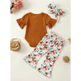 thumbnail image 3 of TSEXIEFOOFU Baby Girls Pants Set, Short Sleeve Romper with Bowknot Flare Pants and Headband Summer Outfit, 3 of 9