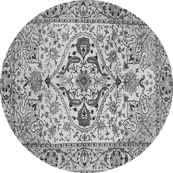 Ahgly Company Indoor Round Medallion Gray Traditional Area Rugs, 6' Round