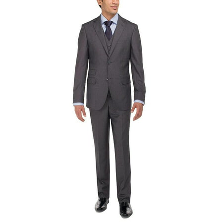 LN LUCIANO NATAZZI Men's Tweed Vested Suit Set Two Button Modern Fit Three Piece (Best Three Piece Suits)
