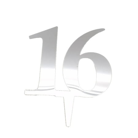 3 pcs Number 16 signs silver mirror like acrylic 5