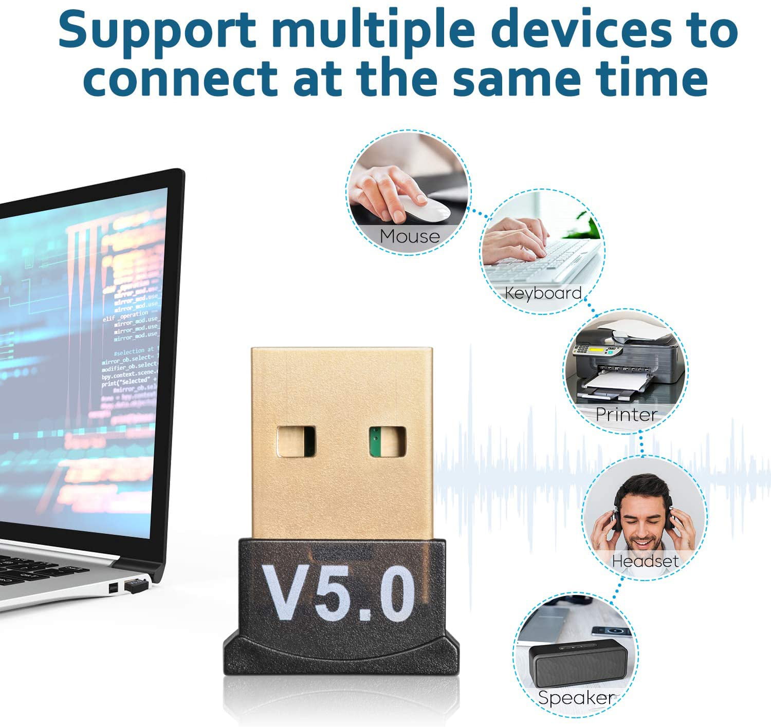 V88R®USB Bluetooth Adapter/Dongle for PC 5.0 Bluetooth Dongle Receiver  Support Window 11/10/8.1/8/7 for Desktop Laptop, Printers, Keyboard, Mouse,  Headsets, Speakers - USB Bluetooth 5.0 Dongle - Buy V88R®USB Bluetooth  Adapter/Dongle for PC