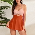 thumbnail image 2 of Penkiiy Women's One Piece Swimdress Cutout Ruffled Tummy Control Skirt Swimsuit V Neck Criss Cross Bathing Suits 2024 Swimwear 2XL Orange, 2 of 7
