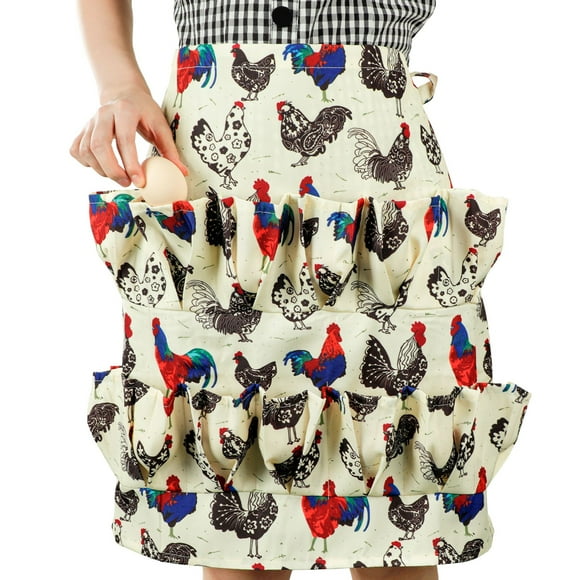 Egg Apron , Durable Canvas Egg Collecting Holding Apron, Egg Collecte Apron pour les Œufs d'Oie de Canard de Poulet, Egg Transporteur Canvas Apron pour les Vêtements de Travail de Cuisine de Ferme de Femme au Foyer (Adulte, Unisexe)