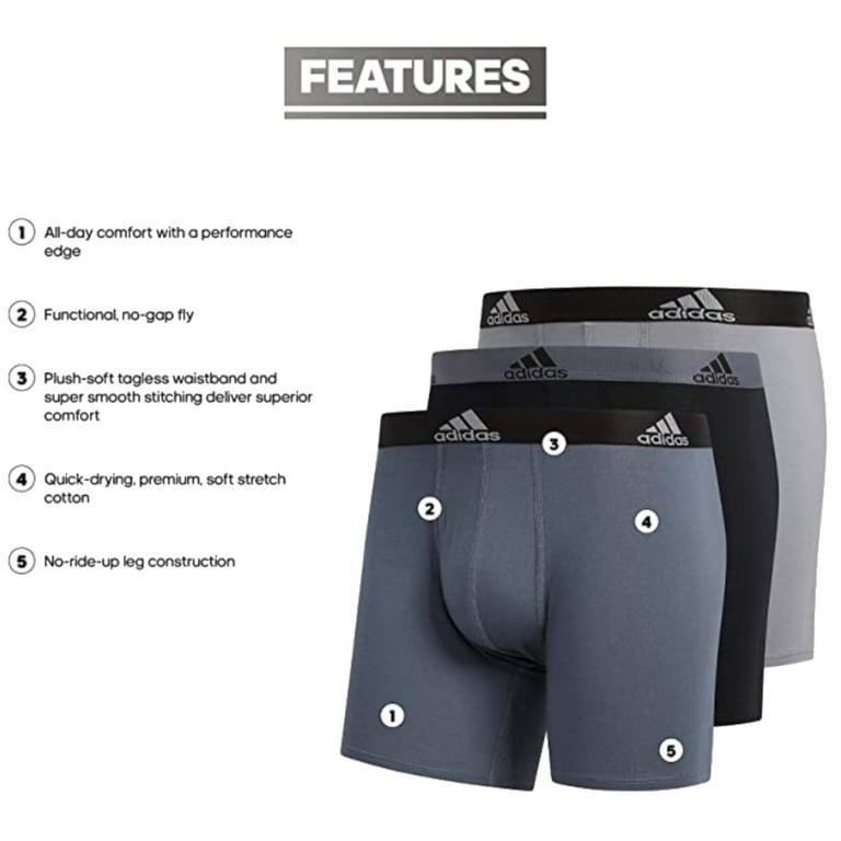  adidas Men's Stretch Cotton Trunk Underwear (4-Pack),  Black/Better Scarlet/Onix Grey, Small : Clothing, Shoes & Jewelry