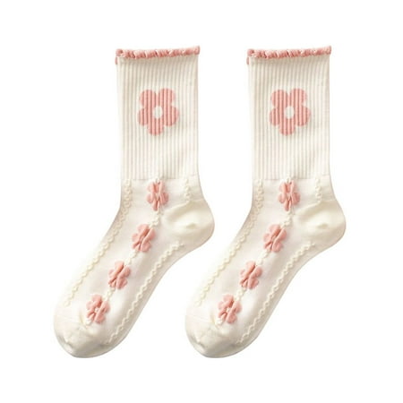 

YUUZONE Pink Series Socks for Women Mid-Crew Middle Tube Ankle High Breathable Woman Moisture Absorption Spring Summer Sock