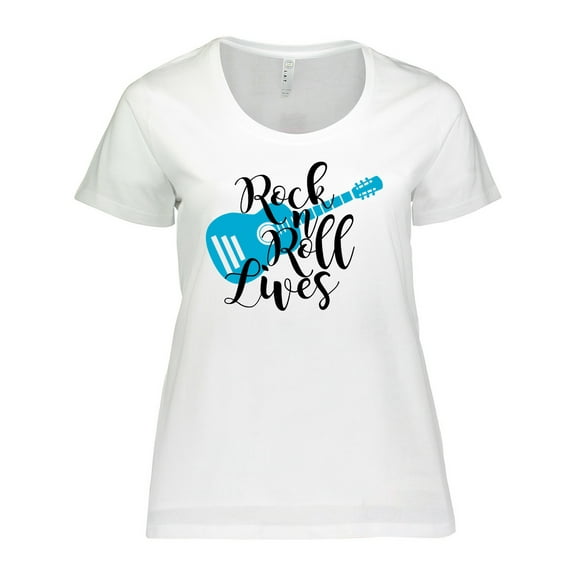 Inktastic Rock and Roll Lives with Blue Guitar Women's Plus Size T-Shirt