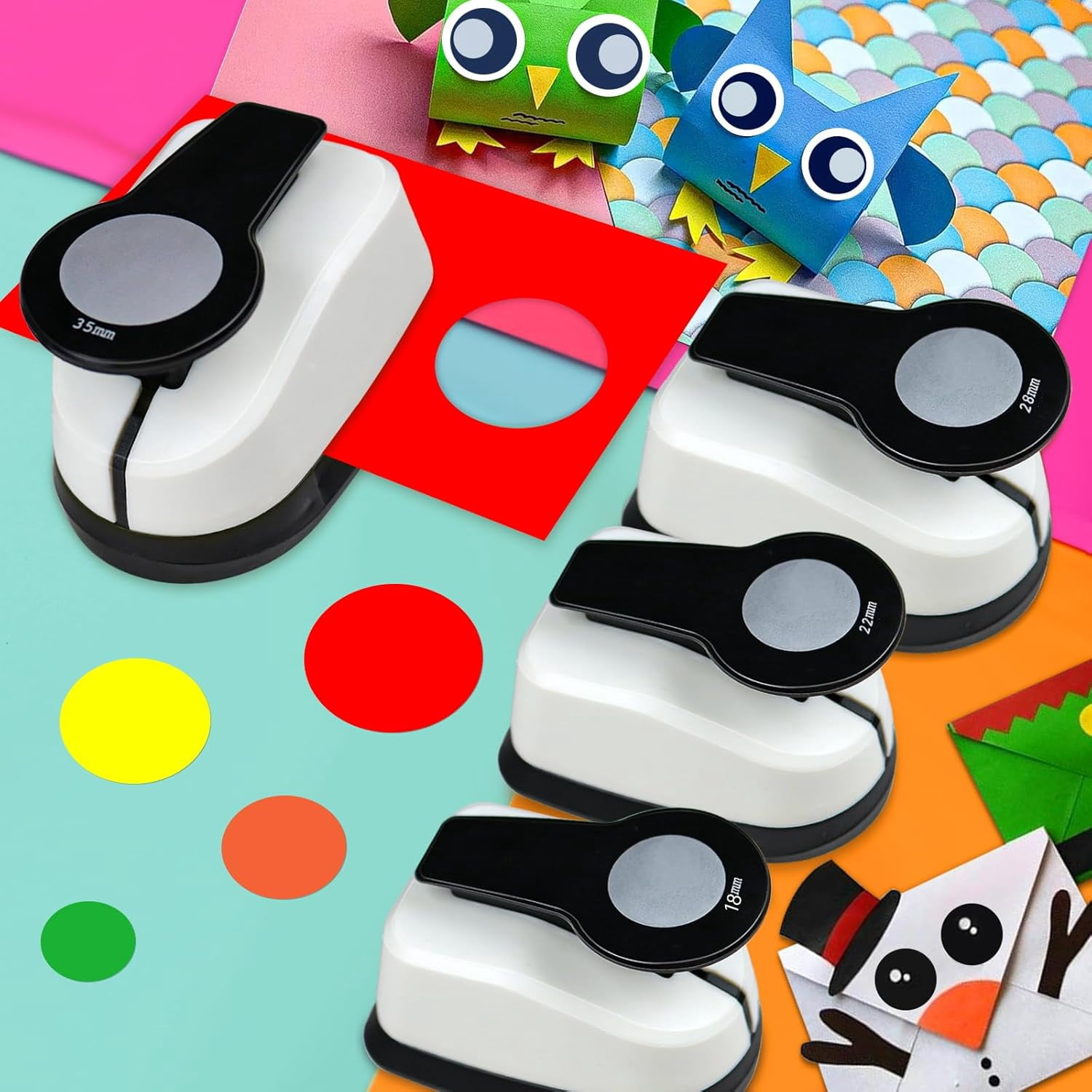 Circle Punch 4 Pcs Craft Punches for Scrapbooking - Different Size Hole Puncher for Card Making and Art Projects