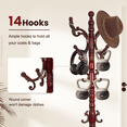 thumbnail image 4 of Solid Wood Coat Rack – 73" Freestanding Coat Racks Stand with 14 Hooks and Stable Base for Coats, Hats, Scarves, Adjustable Height Modern Wooden Hall Tree for Entryway, Bedroom, Office, Home, 4 of 8