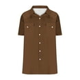 thumbnail image 6 of nerohusy Button Down Linen Shirts for Men Cowboy Work Shirts Pearl Snap Cotton Western T-Shirt Summer Lightweight Casual Blouse with Pockets Brown,L, 6 of 6
