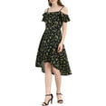thumbnail image 6 of MODA NOVA Junior's Spaghatti Straps Ruffled Asymmetrical Midi Dress, 6 of 7