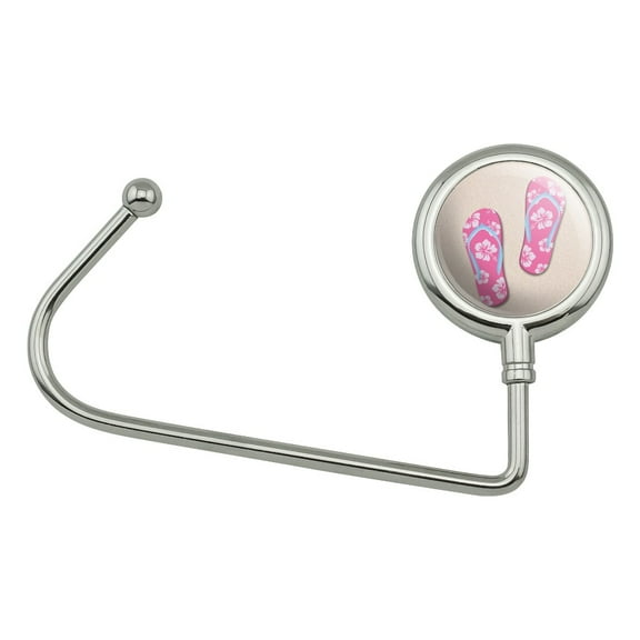 Pink Flip Flops on Sand with Hibiscus Flowers Sandals Beach Purse Bag Hanger Holder Hook
