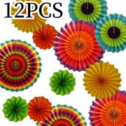 12PCS Multi-Color Hanging Paper Fans 8" 12" 16" Fiesta Party Decorations, Photo Props for Cinco De Mayo, Carnival,Multi-Purpose Lightweight Ornaments outdoor fence art decoration garden Set