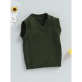 thumbnail image 3 of Bagilaanoe Toddler Baby Boy Girl Sweater Vest Sleeveless V-neck Solid Knit Tops 6M 12M 18M 24M 3T 4T 5T Kids Fall Winter Clothes, 3 of 8