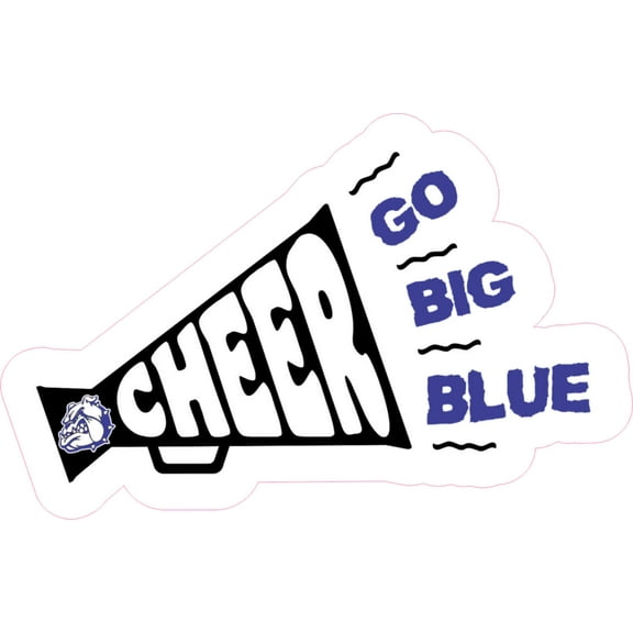 5in x 3in Blue Bulldog Megaphone Cheer Sticker Vinyl Cheerleading Stickers