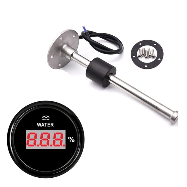 52MM Gauge Water Level Gauge Red Light 240-33Ohm Water Tank Level Indicator Meter With Fuel Level Sensor ,Suits Most Tanks
