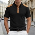 thumbnail image 2 of IWRICH Men's Waffle Knitted Polo Shirts Lightweight Work Business Formal T-Shirt Button up Casual Tops Black XXXL, 2 of 4
