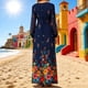 thumbnail image 2 of Vestido con Cuello Redondo de Manga Larga de Gasa Impreso para las Mujeres, Moda de Verano de Primavera Informal Y Elegante, 2 of 5