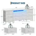 thumbnail image 3 of Qinaqin Moderno 63" Largo Blanco Dresser Con 10 Fabric Drawers LED Light Built-En Corriente Outlet Ajustable Feet Anti-Tip Safety Wide Almacenamiento Chest & TV Soporte – Bedroom Ropero Living Room, 3 of 8