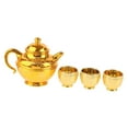 thumbnail image 3 of Dualoai Teapot Set, Drinkware with 3 Cups, Golden Serving Set for Household, Table Decoration, for Dining Room, Wedding, Home, Party, Holiday Style B, 3 of 9